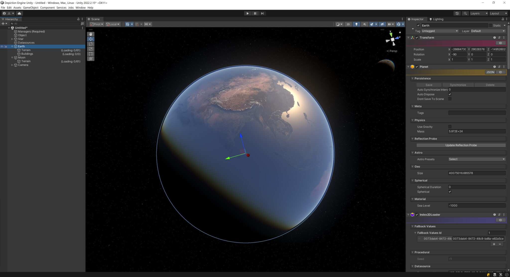 3D Earth in Unity editor
