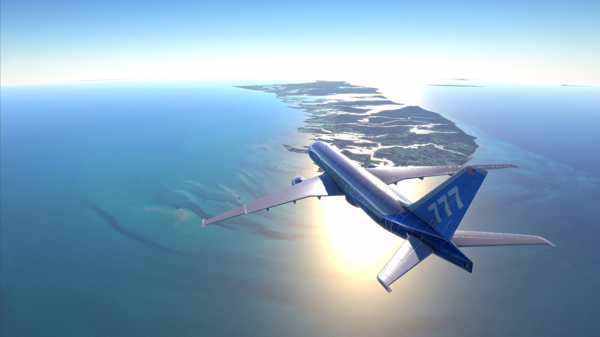3D plane over the Bahamas