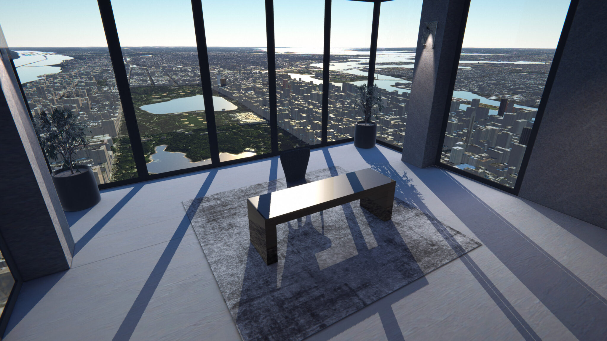 3D office overlooking central park