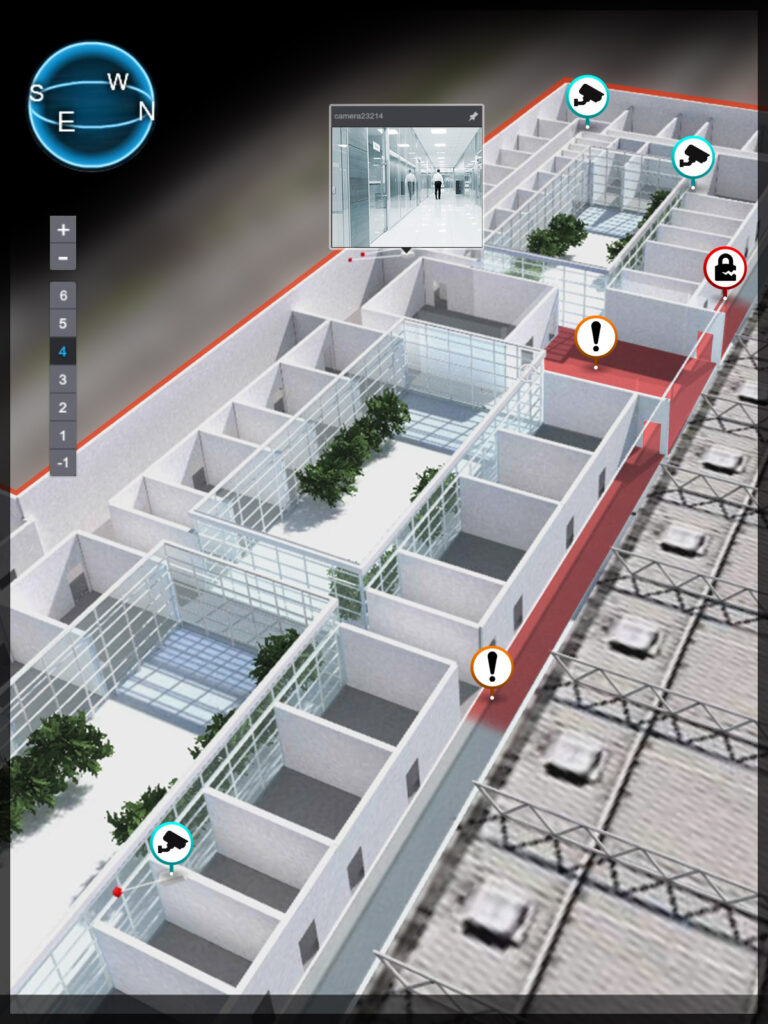 Security monitored digital twin building.